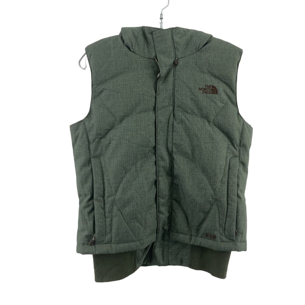 The North Face Olive Insulated Zip-Up Hooded Puffer Vest Women's Medium Preowned